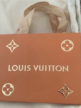 Louis Vuitton Gift Bag Tote Orange Small Shopper with Gold Accents New